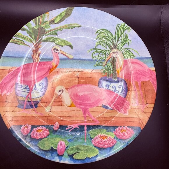 4 American Antelier Marsh Bird Tropical Themed Ceramic Plates 8.5" Diameter - Picture 5 of 11